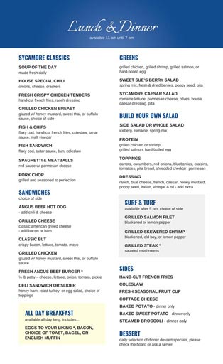 Gourmet Dining at Sycamore Reserve - New Menu Page 2