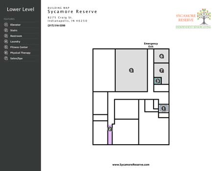 Sycamore Reserve Senior Living Building Map - Lower Level