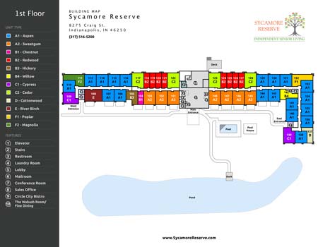 Sycamore Reserve Senior Living Building Map - First Floor