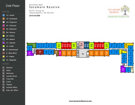 Sycamore Reserve Senior Living Building Map - Second Floor