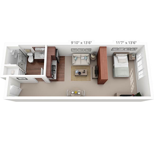 Sycamore Reserve Redwood Studio 3D Floor Plan