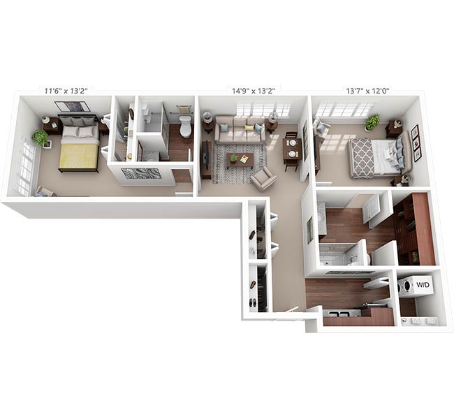 Sycamore Reserve Magnolia Two Bedroom 3D Floor Plan